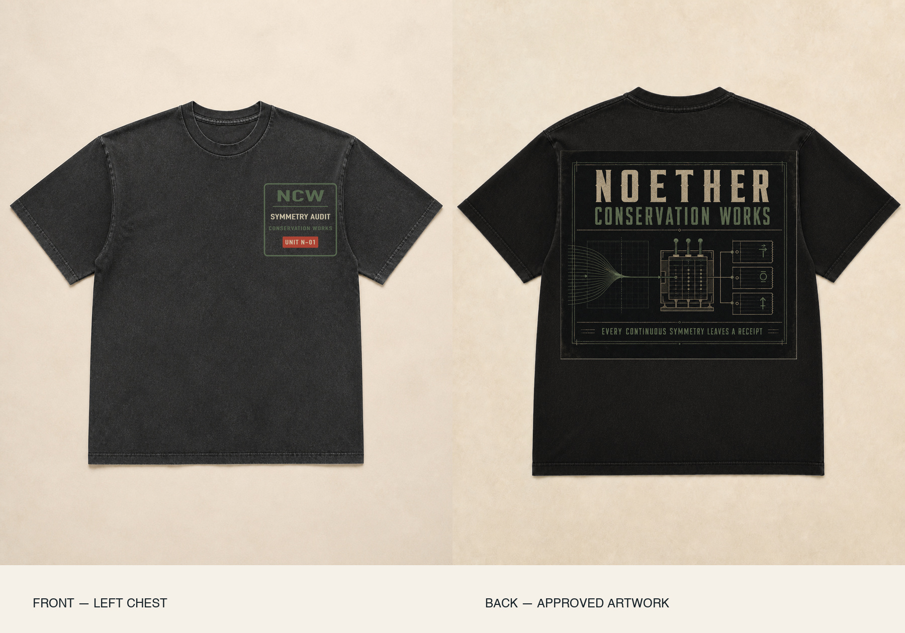 Noether Conservation Works Crew Edition shirt mockup