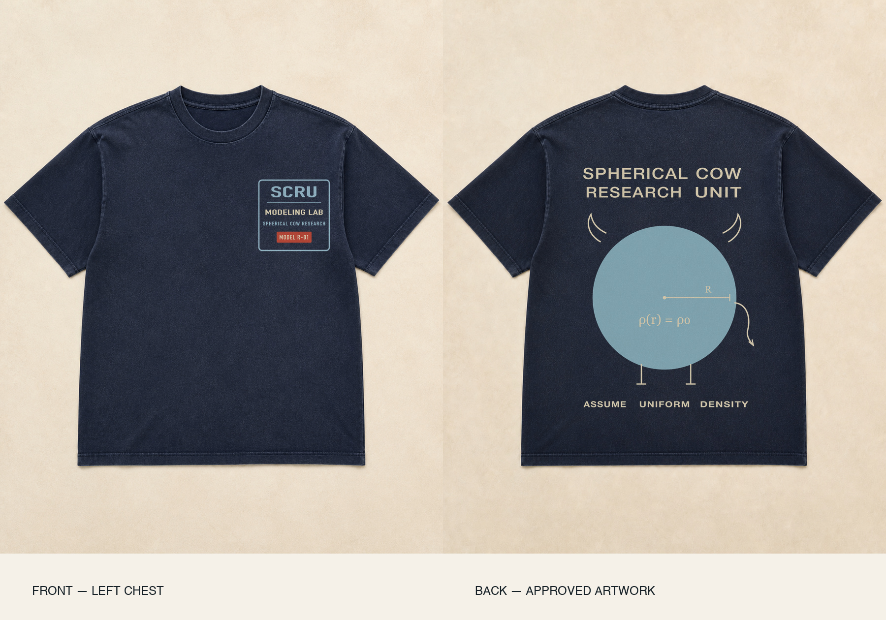 Spherical Cow Research Unit Crew Edition shirt mockup